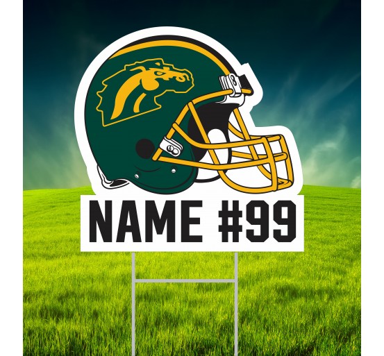 Montville Broncos Football Helmet Lawn Sign
